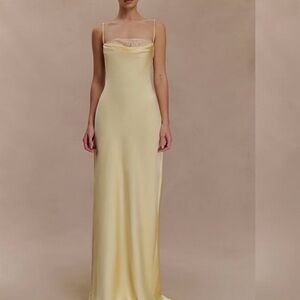 Meshki Isadora Light Yellow Satin Dress